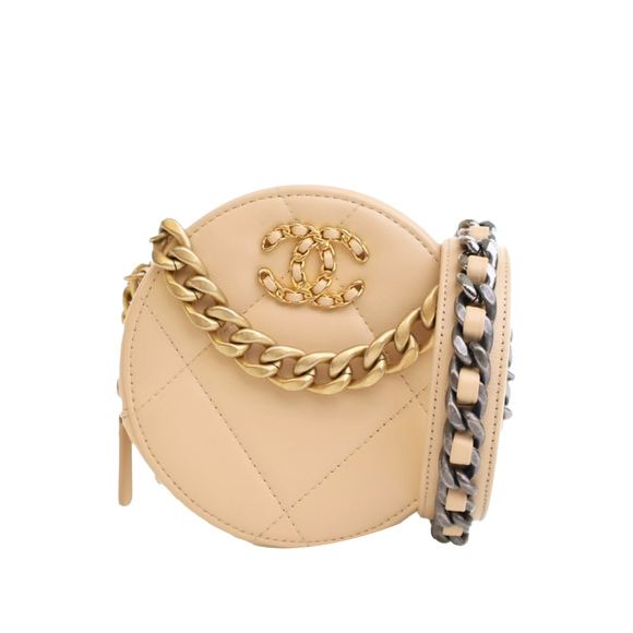 Pre-Loved Chanel Calfskin 19 Round Clutch with Chain - Picture 1 of 12